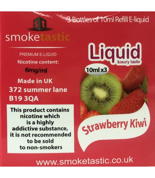 Strawberry Kiwi 10ml Smoketastic E Liquid Juice 6mg, 12mg, 18mg Vape Multibuy